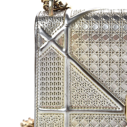 Christian Dior Metallic Patent Micro-Cannage Mini Diorama Flap Bag Gold 10 of 12