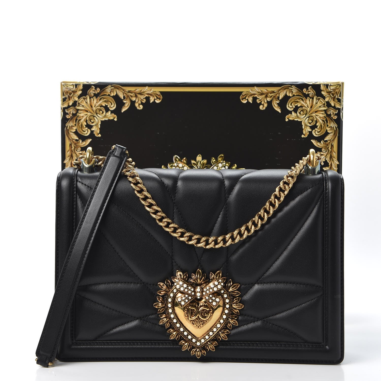 Dolce & Gabbana Calfskin Medium Devotion Crossbody Bag Black 10 of 10