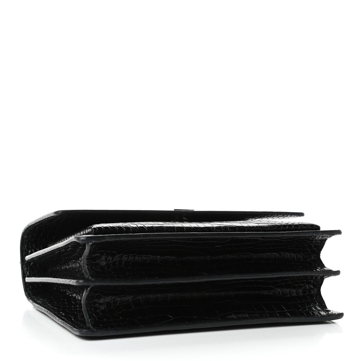 Calfskin Crocodile Embossed Medium Monogram Sunset Black