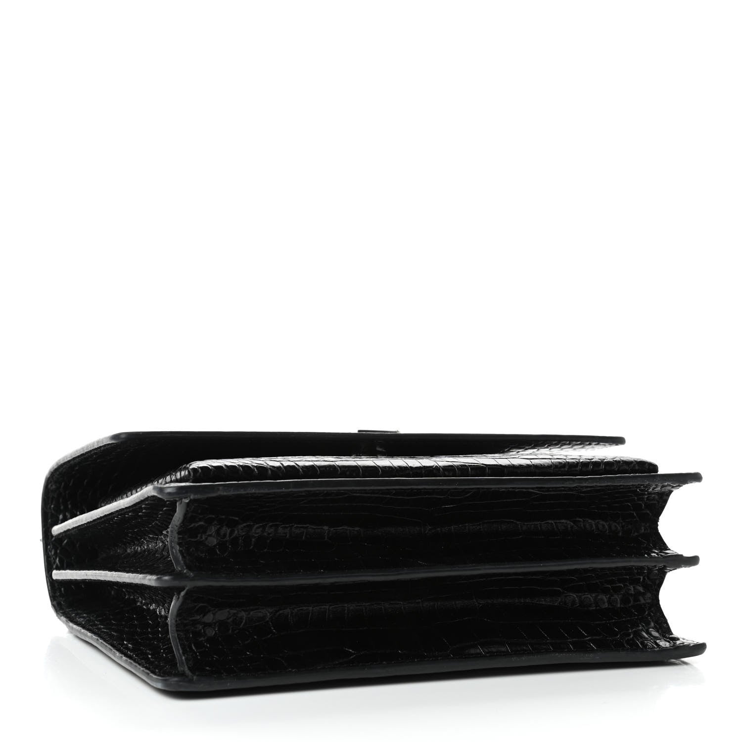 Saint Laurent Calfskin Crocodile Embossed Medium Monogram Sunset Black 3 of 6