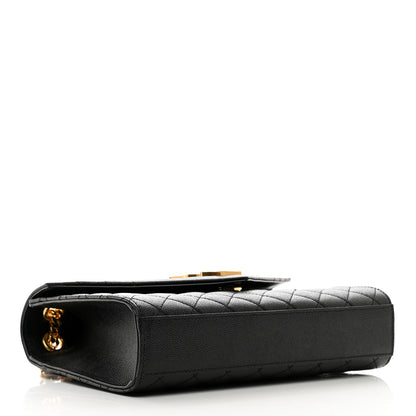 Saint Laurent Grain De Poudre Textured Mixed Matelasse Triquilt Medium Monogram Satchel Black 4 of 10