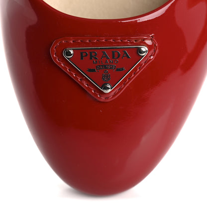 Prada Patent Triangle Ballerina Flats 36.5 Rosso 10 of 11