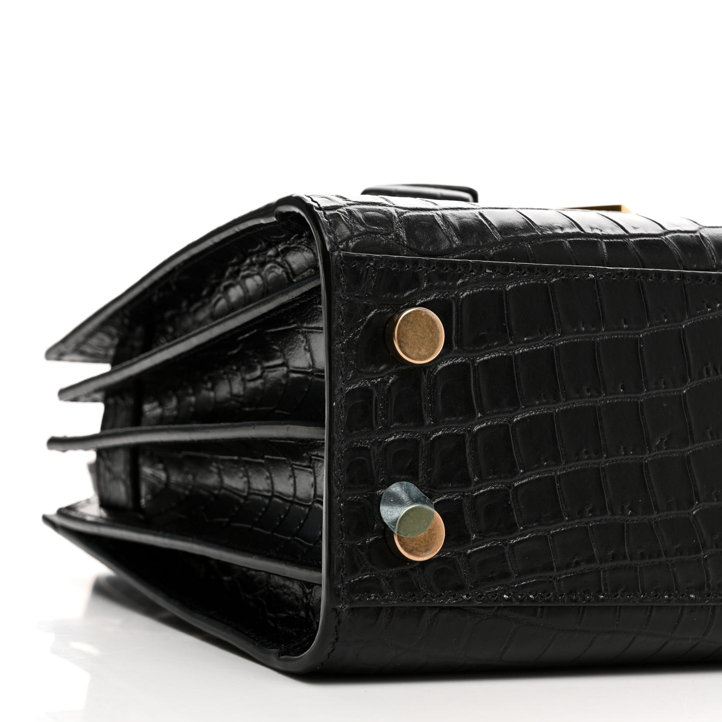 Calfskin Crocodile Embossed Nano Sac De Jour Black