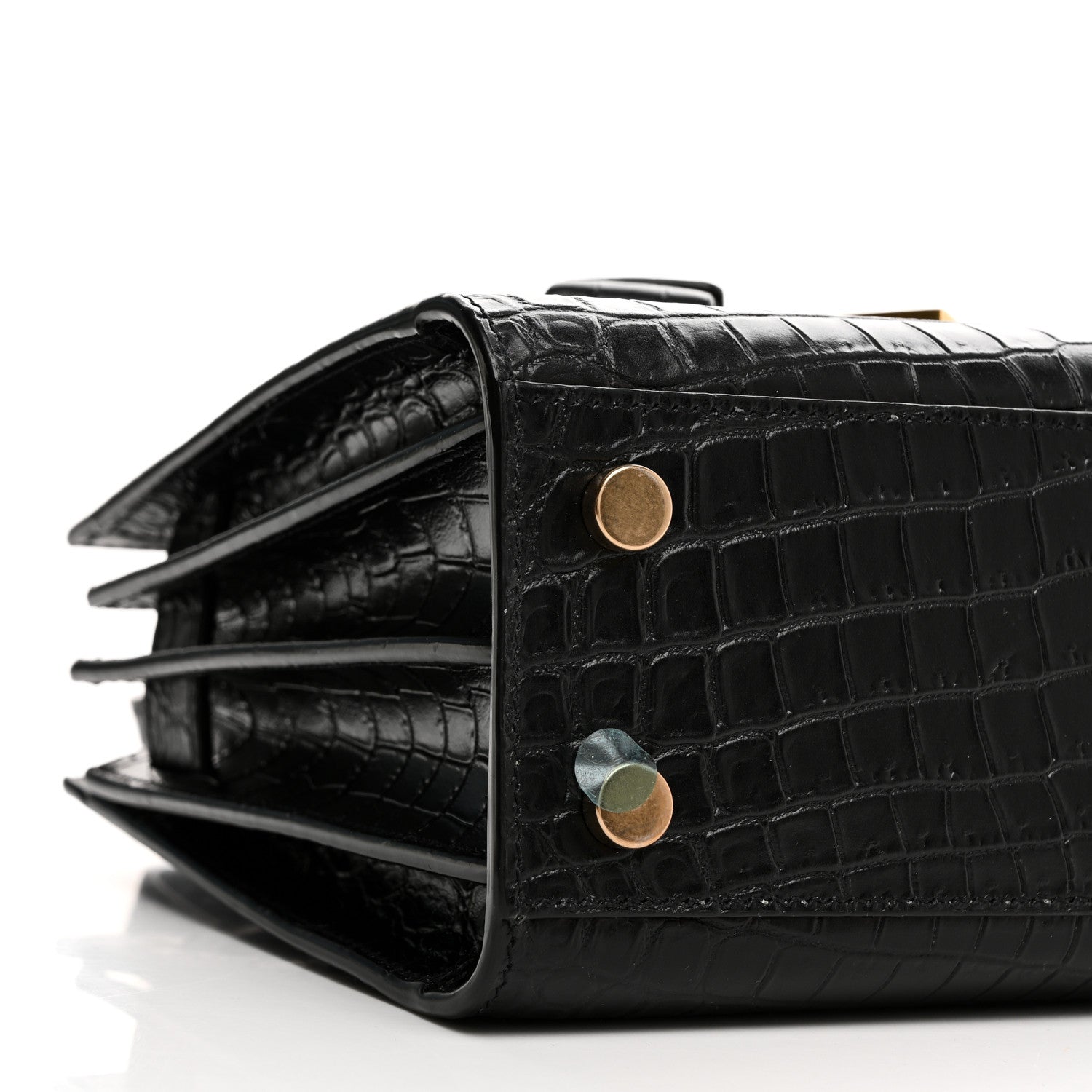 Saint Laurent Calfskin Crocodile Embossed Nano Sac De Jour Black 9 of 10