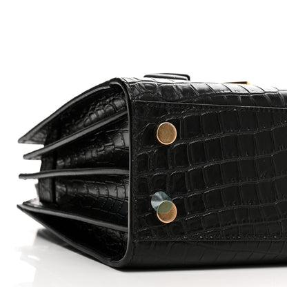 Saint Laurent Calfskin Crocodile Embossed Nano Sac De Jour Black 9 of 10