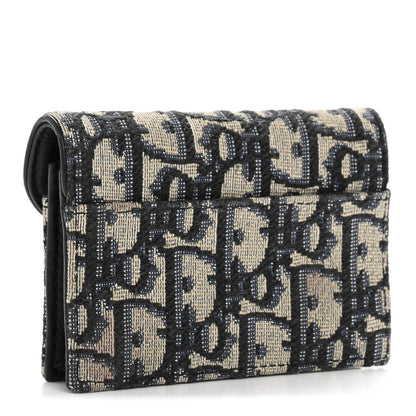 Christian Dior Oblique Saddle Card Holder Blue 3 of 10