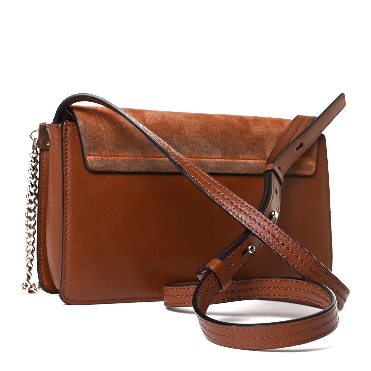 Suede Calfskin Small Faye Shoulder Bag Tobacco