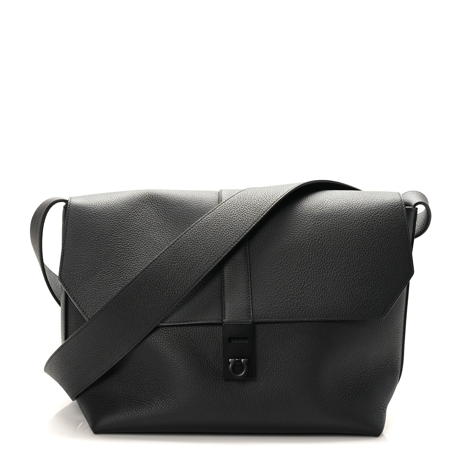 Salvatore Ferragamo Calfskin Gancini Twins 24 Messenger Bag Black 1 of 11