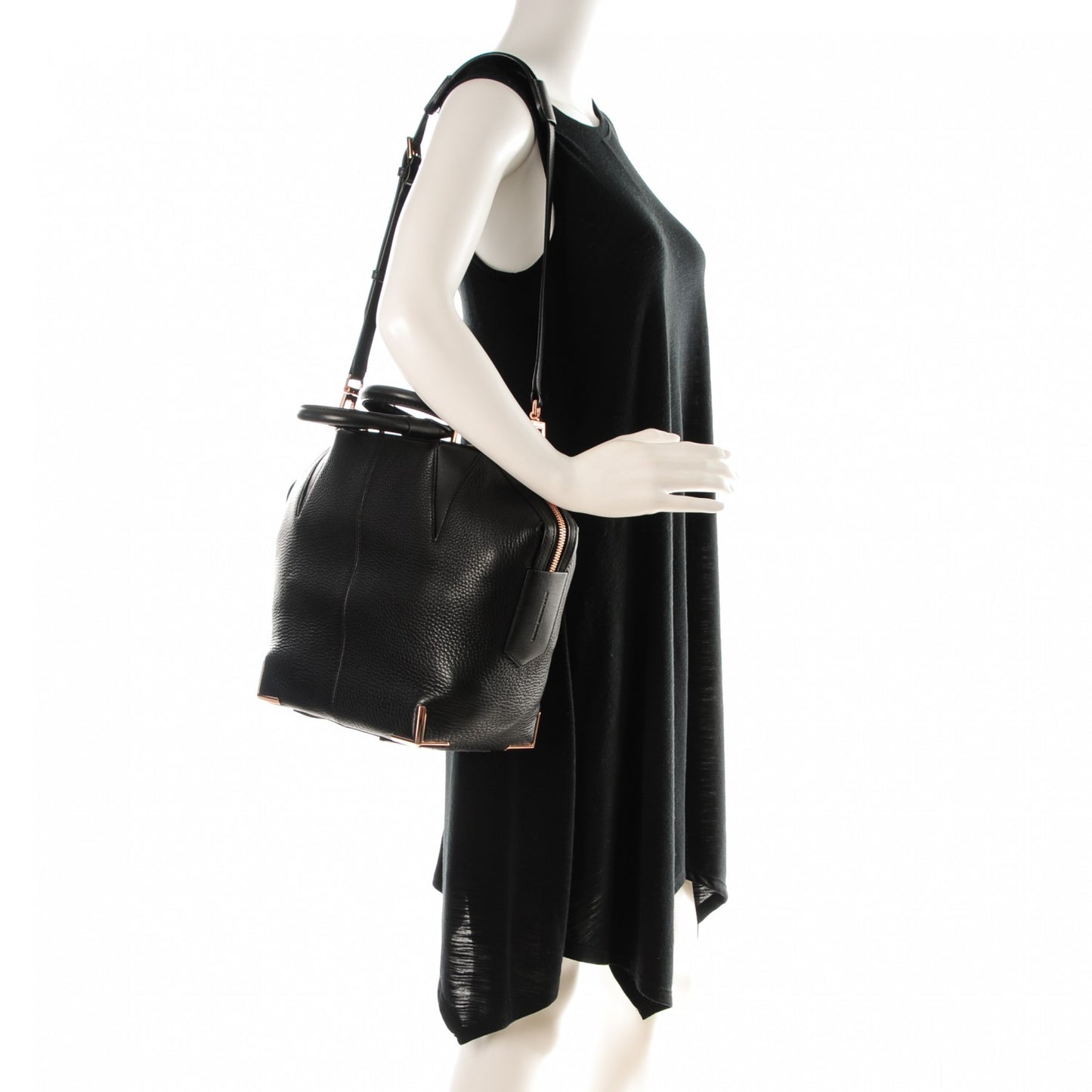Pebbled Calfskin Small Emile Soft Black Rose Gold Hardware
