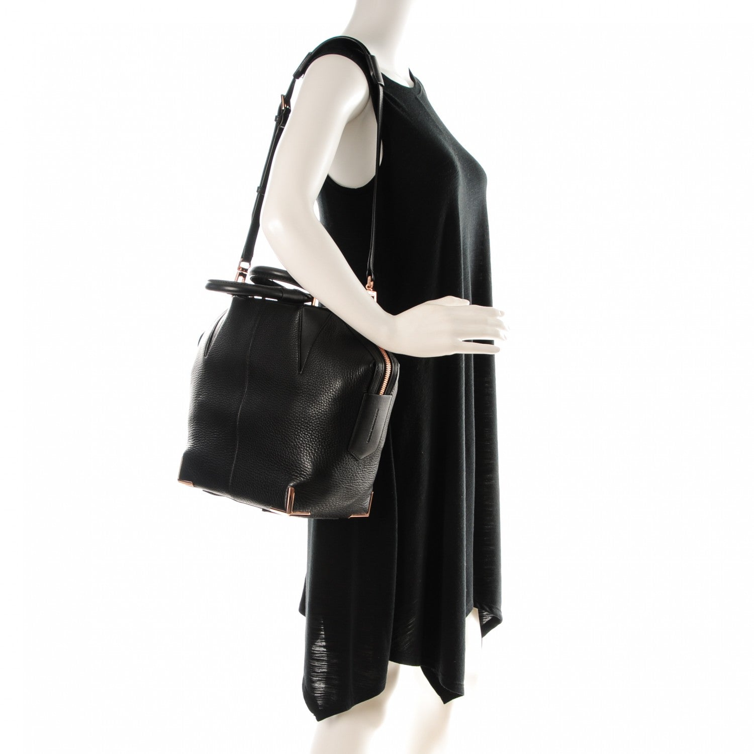 Alexander Wang Pebbled Calfskin Small Emile Soft Black Rose Gold Hardware 2 of 8