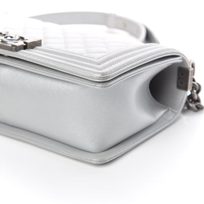 Chanel Metallic Calfskin Quilted Medium Boy Flap Silver 6 of 16