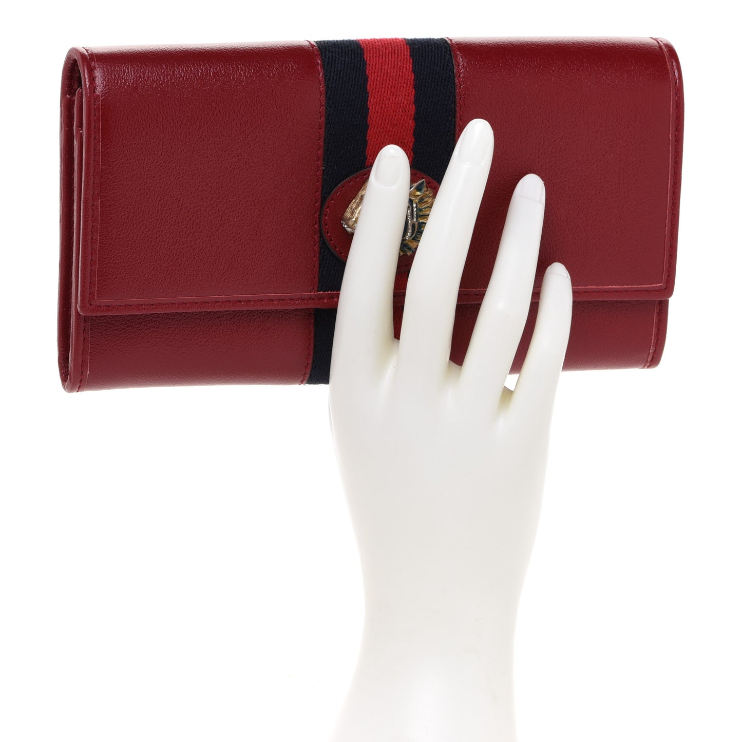 Calfskin Web Rajah Continental Wallet Romantic Cherry