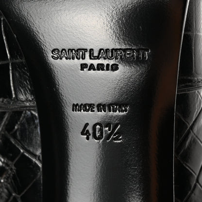 Saint Laurent Shiny Crocodile Embossed Jane 90 Zip Booties 40.5 Black 6 of 16