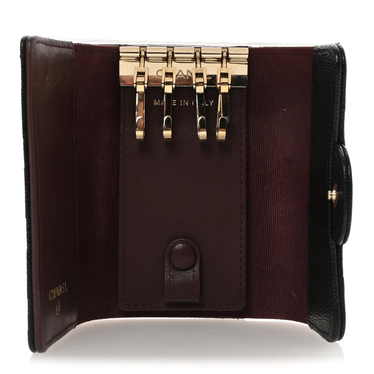 Caviar Quilted Classic 4 Key Holder Wallet Black