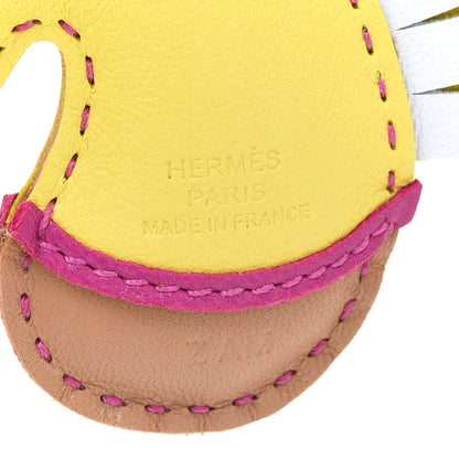 Hermes Milo Lambskin Geegee Camail Bag Charm Lime Chai Rose Pourpre 3 of 4
