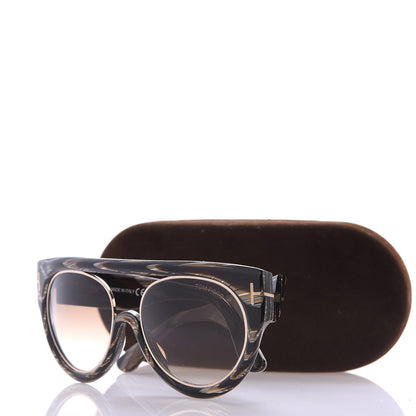 Tom Ford Alana Aviator Round Sunglasses TF360 Black Brown Horn 8 of 8