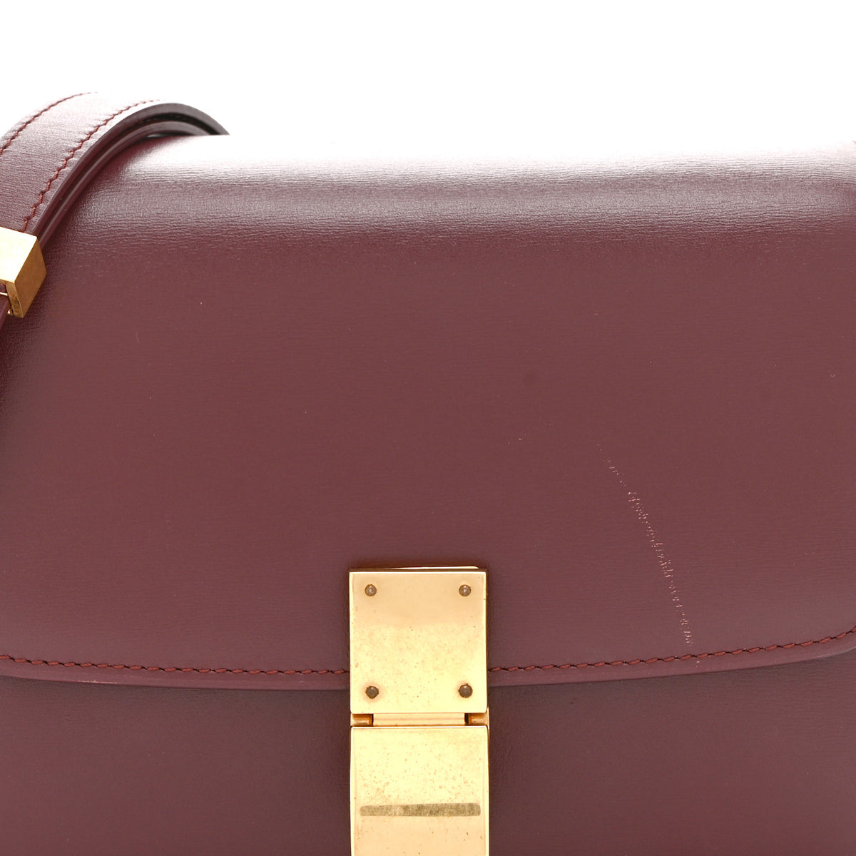 Celine Box Calfskin Small Classic Box Flap Bag Burgundy 9 of 14