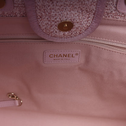 Chanel Straw Lurex Large Deauville Tote Pink 8 of 10