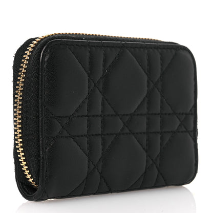 Christian Dior Lambskin Cannage Small Lady Dior Voyageur Coin Purse Black 3 of 10