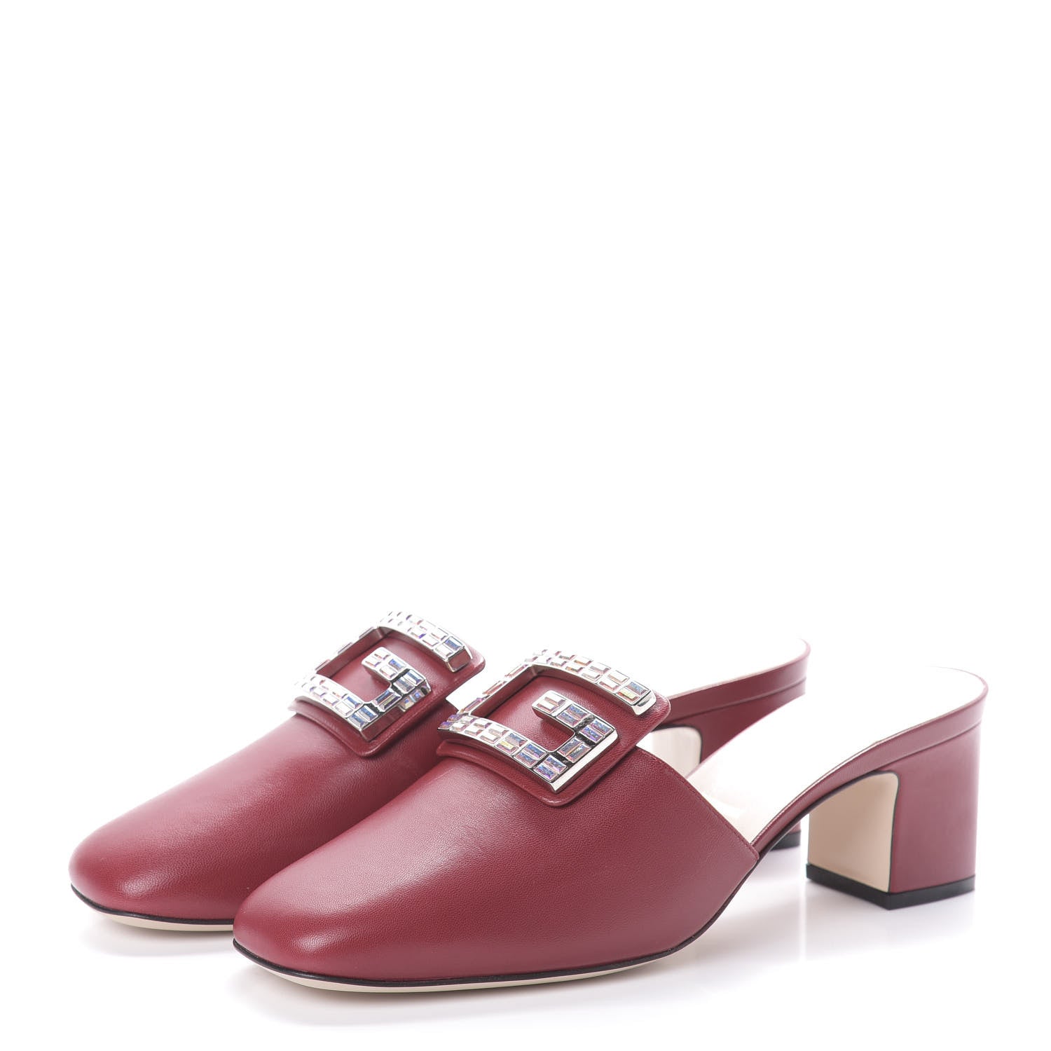 Gucci Malaga Kid Crystal Square G Madelyn Mules 40 Romantic Cerise 3 of 8