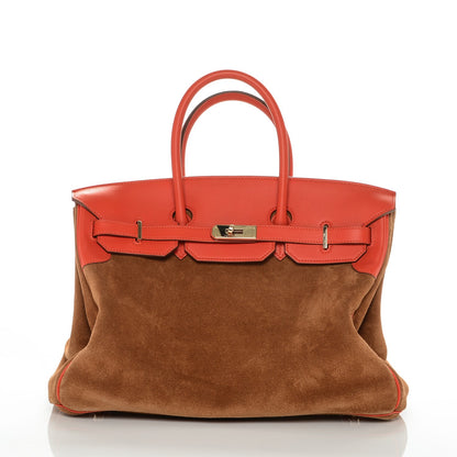 Hermes Veau Doblis Swift Grizzly Birkin 35 Chamois Capucine 28 of 29