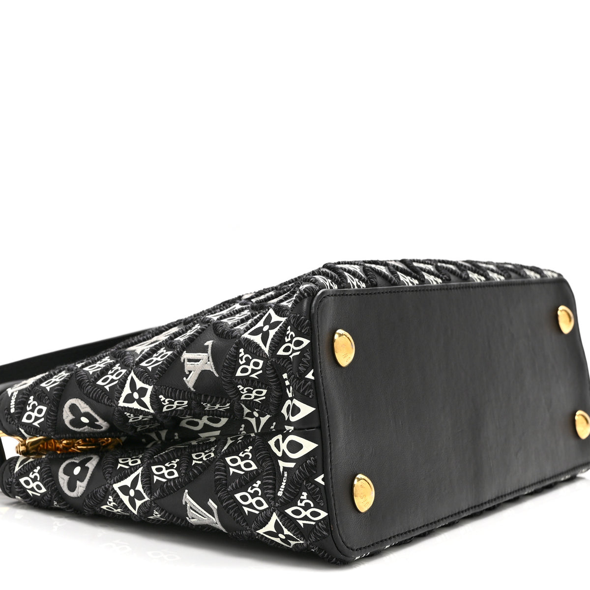 Louis Vuitton Calfskin Since 1854 Embroidered Capucines PM Black 9 of 10