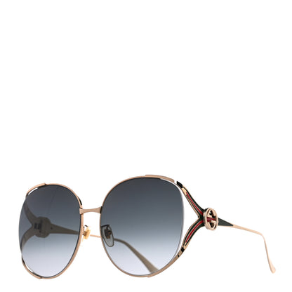 Gucci Metal Oversized Round Frame GG0225S Sunglasses Gold 1 of 4