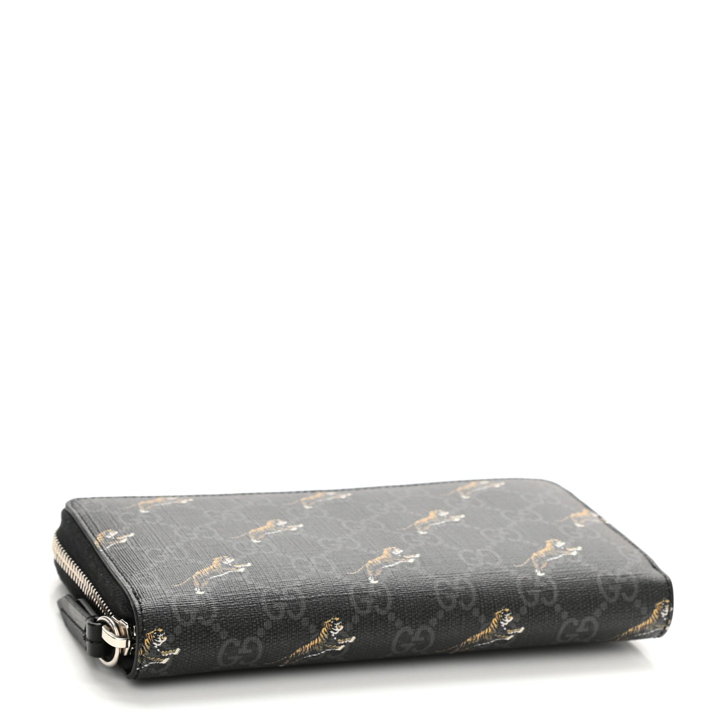 GG Supreme Monogram Tigers Zip Around Wallet Black Multicolor