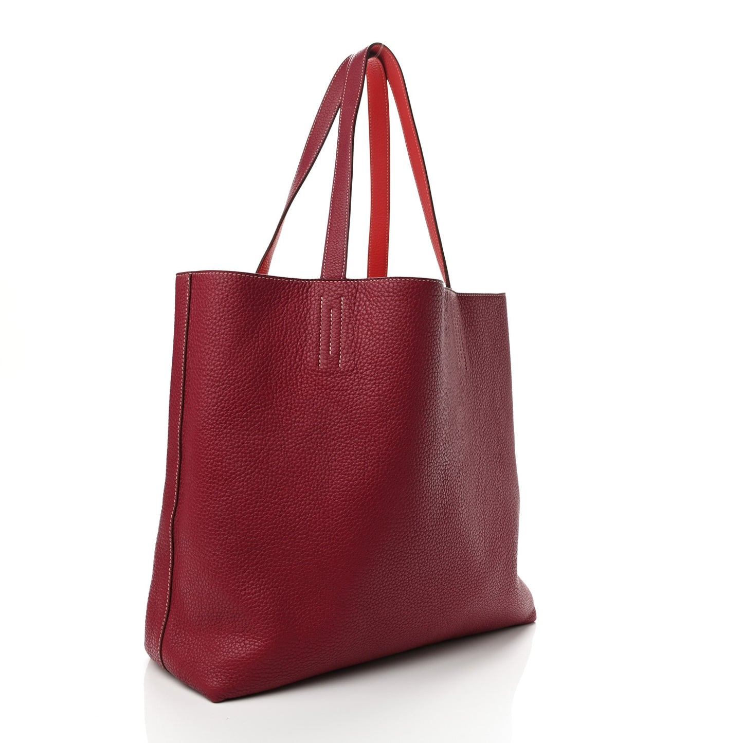 Taurillon Clemence Double Sens 36 Reversible Tote Rubis Bougainvillea