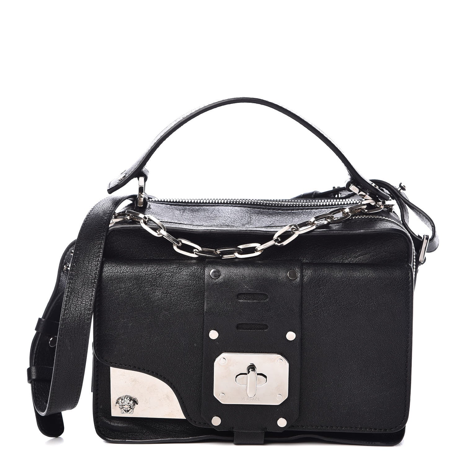 Versace Goatskin Small Stardvst Satchel Black 1 of 11