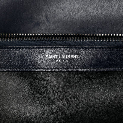 Saint Laurent Sheepskin Matelasse Chevron Monogram Large College Satchel Navy Blue 7 of 13