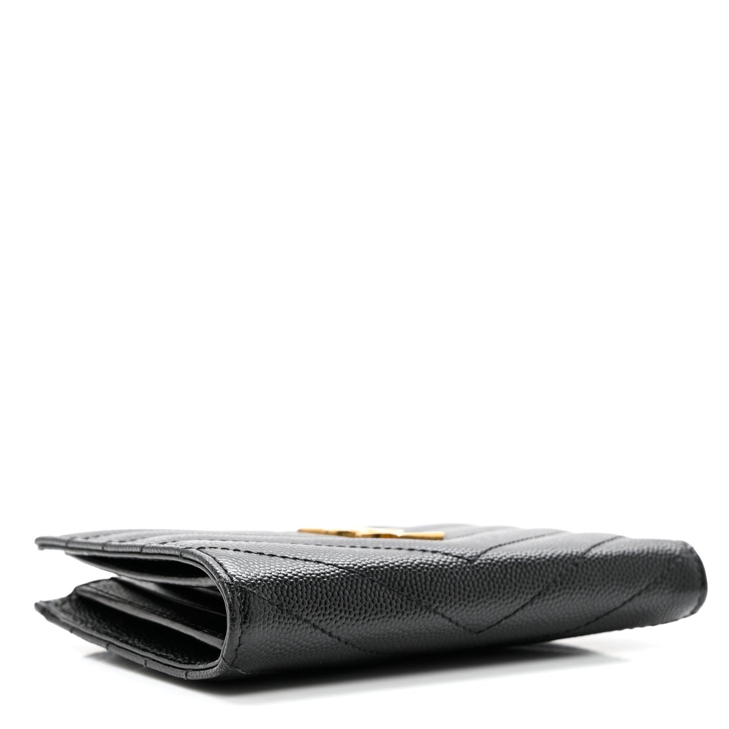 Grain De Poudre Matelasse Chevron Monogram Zipped Two-Part Wallet Black