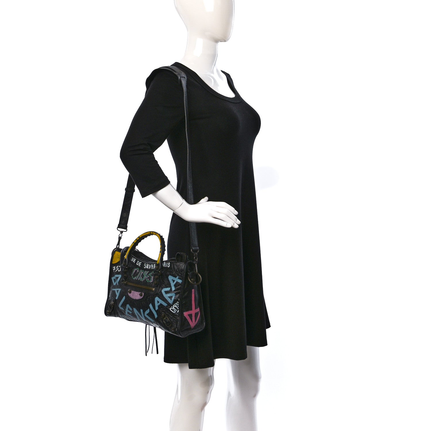 Balenciaga Agneau Graffiti All Over Classic Hardware S City Black Multicolor 2 of 12
