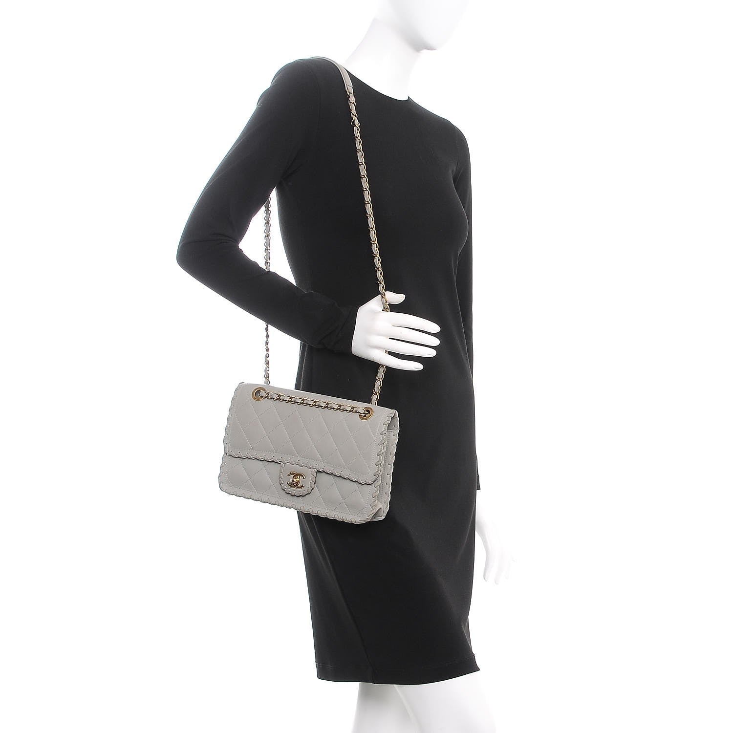 Chanel Iridescent Calfskin Medium Happy Stitch Flap Grey 2 of 14