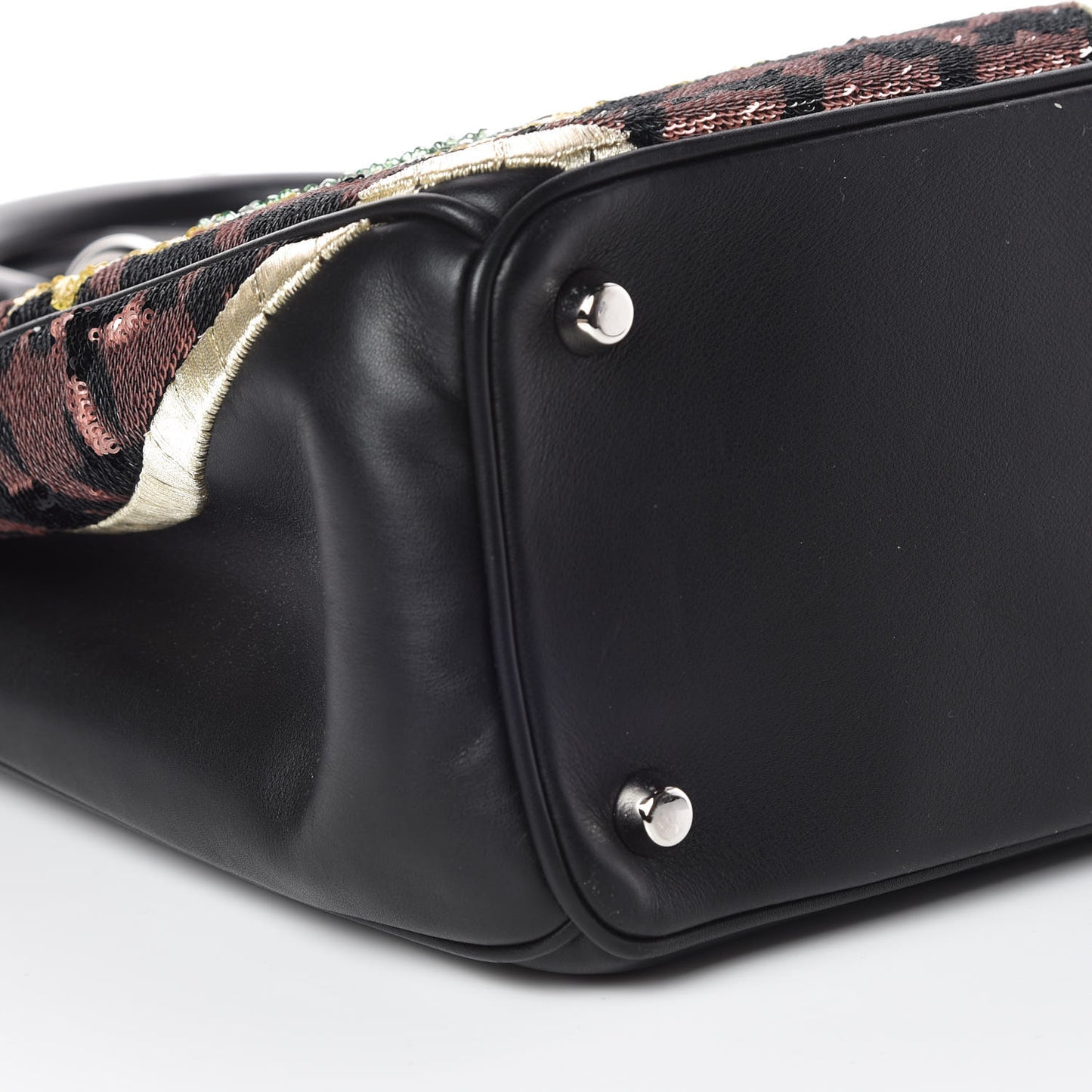 Sequin Embroidered Smooth Calfskin Medium Diorissimo Black