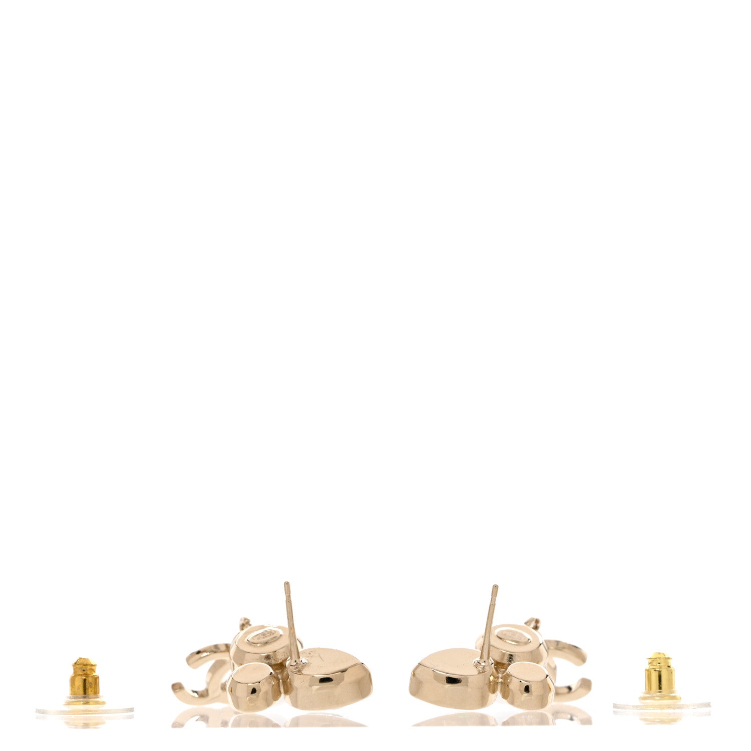 Chanel Pearl Crystal CC Drop Earrings Gold 3 of 5