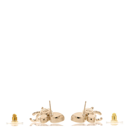Chanel Pearl Crystal CC Drop Earrings Gold 3 of 5