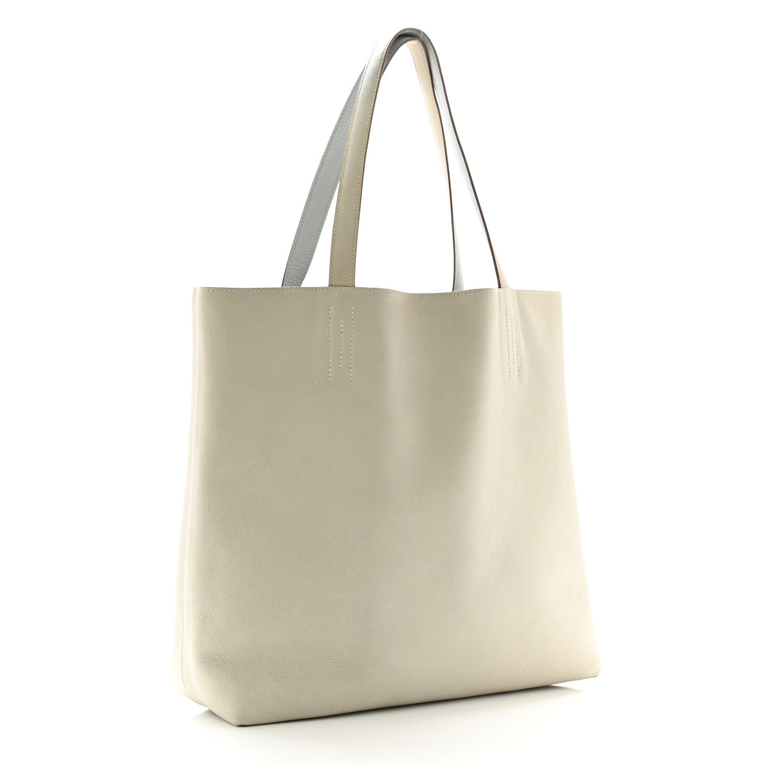 Hermes Taurillon Clemence Double Sens 45 Reversible Tote Gris Perle Bleu Pale 4 of 19