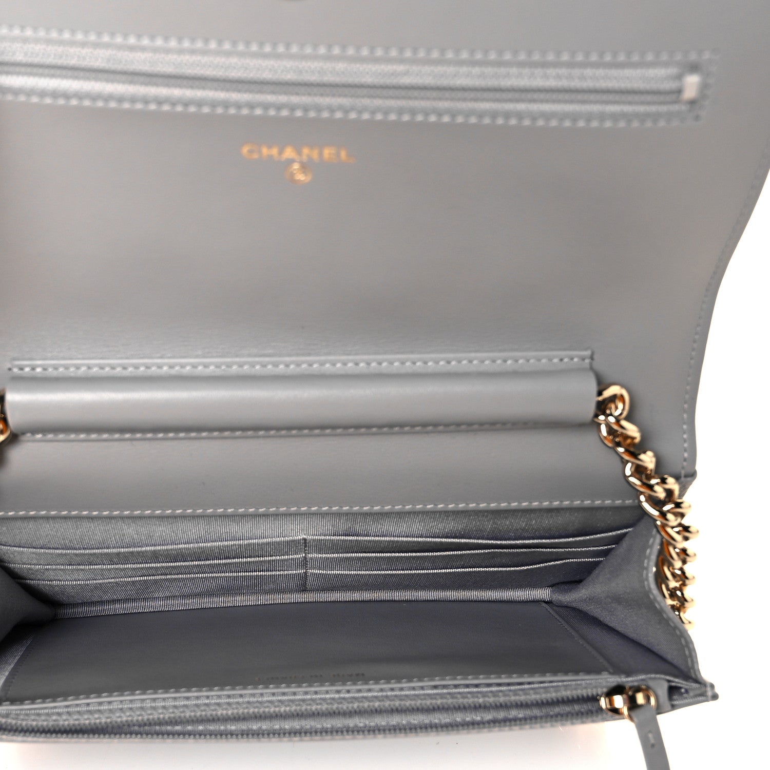 Chanel Caviar Quilted Boy Wallet On Chain WOC Grey 8 of 17