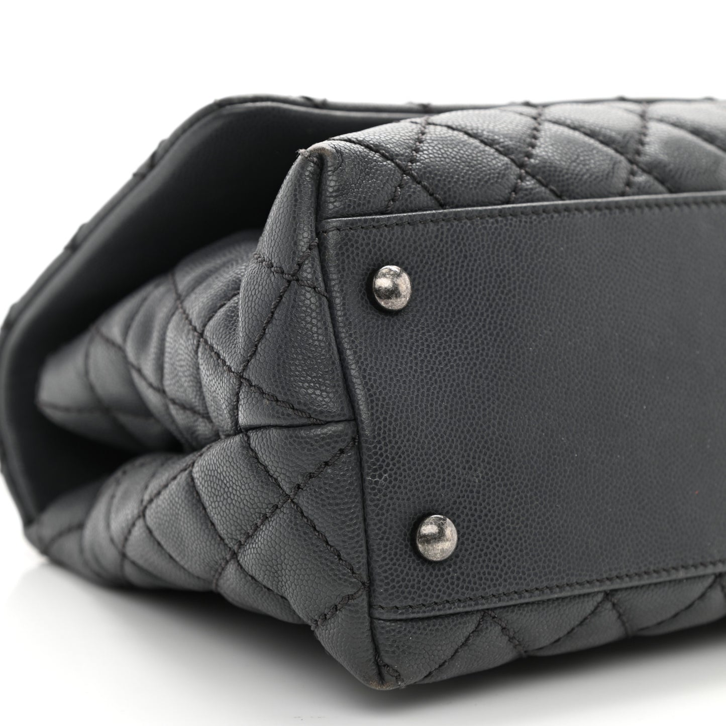 Caviar Quilted Small Coco Handle Flap Grey