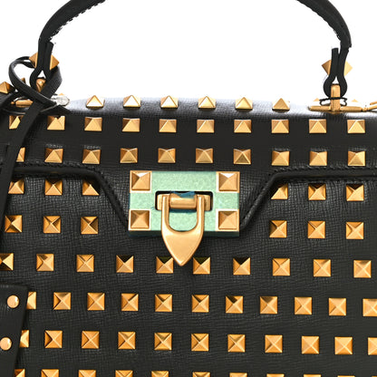 Valentino Garavani Grainy Calfskin Small Rockstud Allover Alcove Top-Handle Flap Bag Black 8 of 8