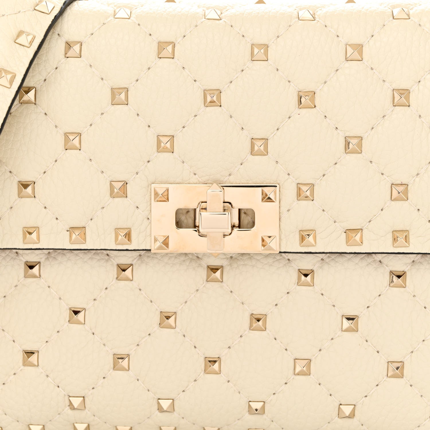 Valentino Garavani Grained Calfskin Medium Rockstud Spike Shoulder Bag Light Ivory 7 of 9