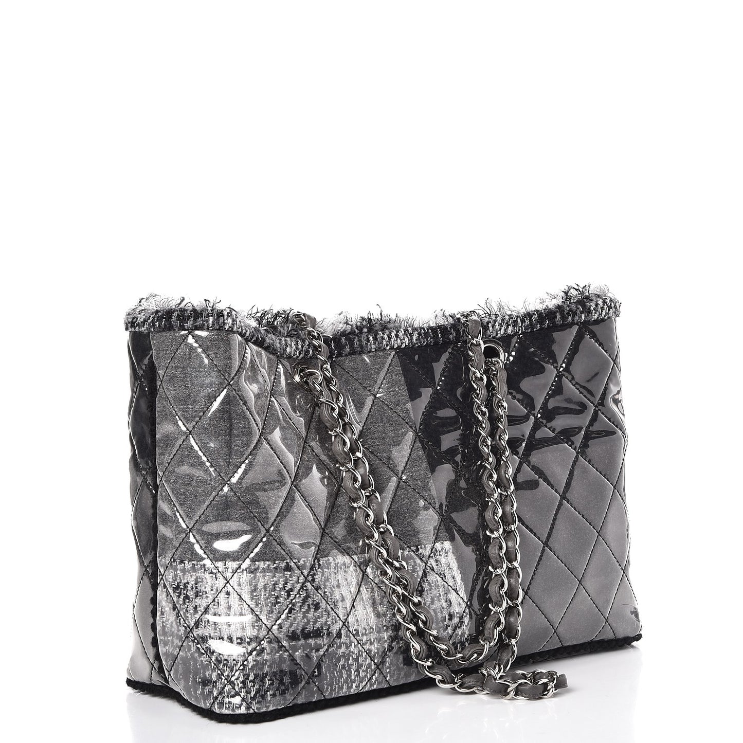 Vinyl Funny Tweed Patchwork Tote Grey