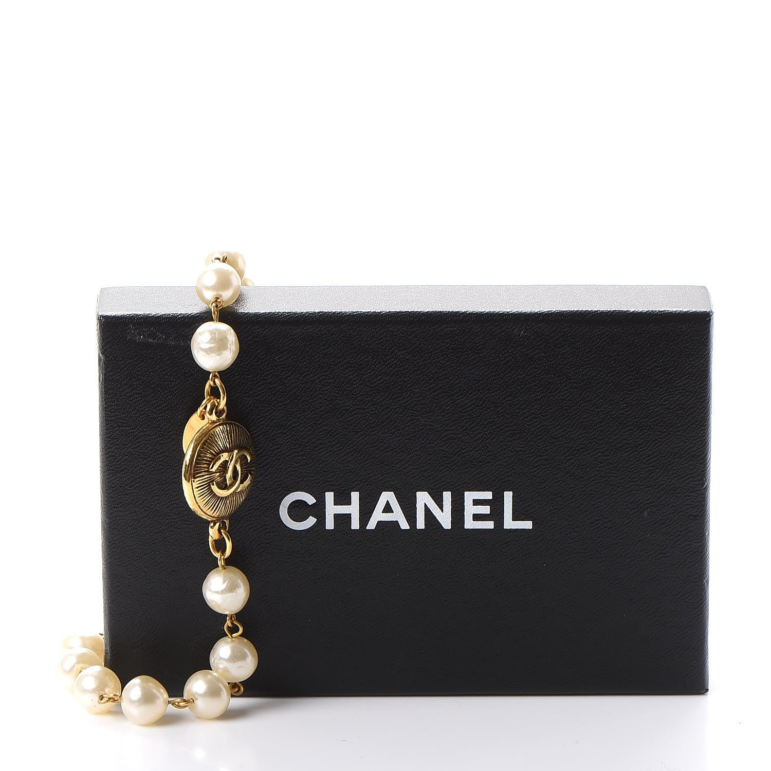 Chanel Pearl CC Medallion Long Necklace Gold 6 of 6