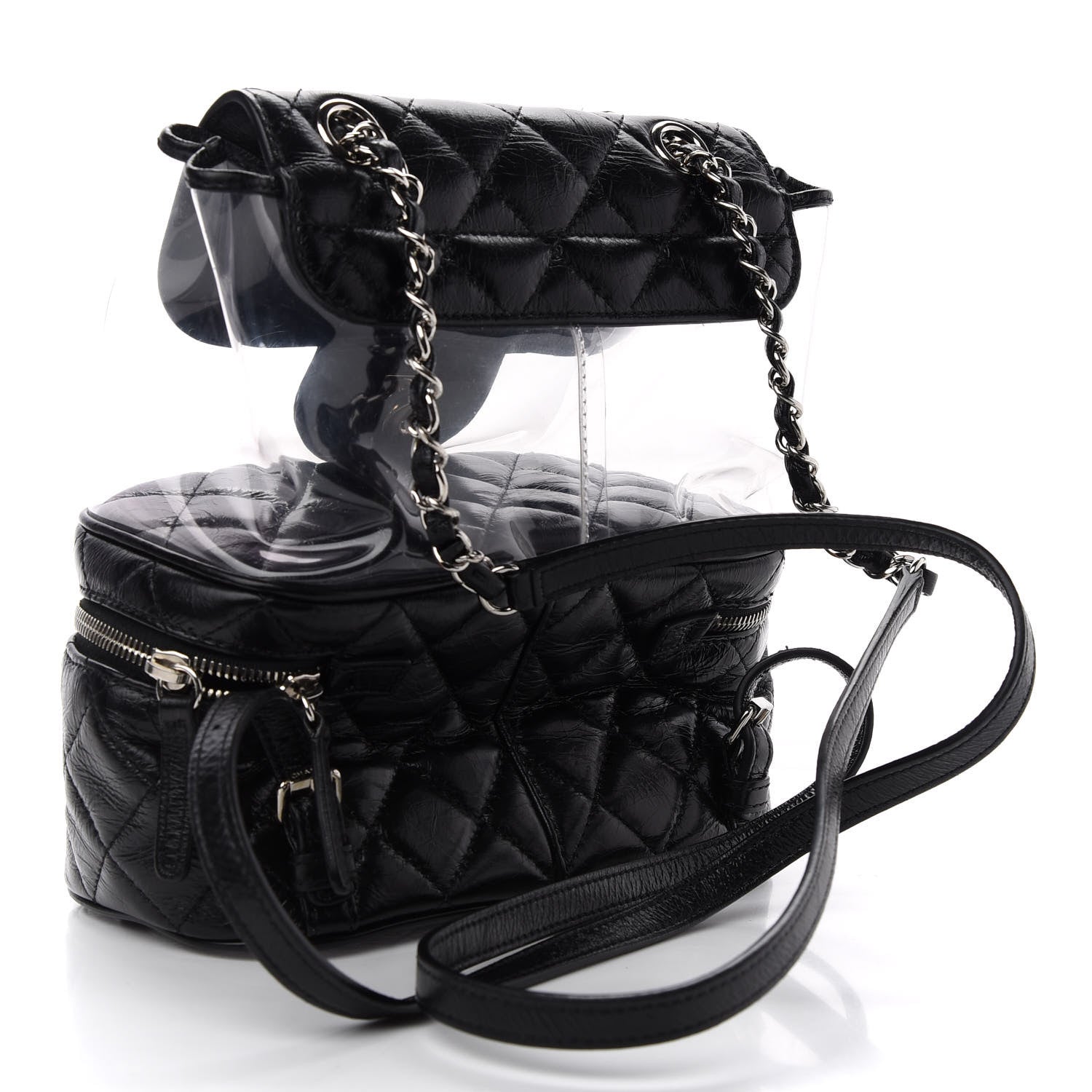 Chanel Crumpled Calfskin PVC Quilted Backpack Black 3 of 9