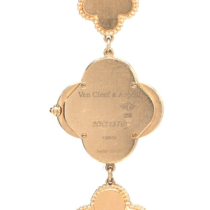 Van Cleef & Arpels 18K Yellow Gold Mother of Pearl Black Onyx 26mm Alhambra Quartz Watch 5 of 7