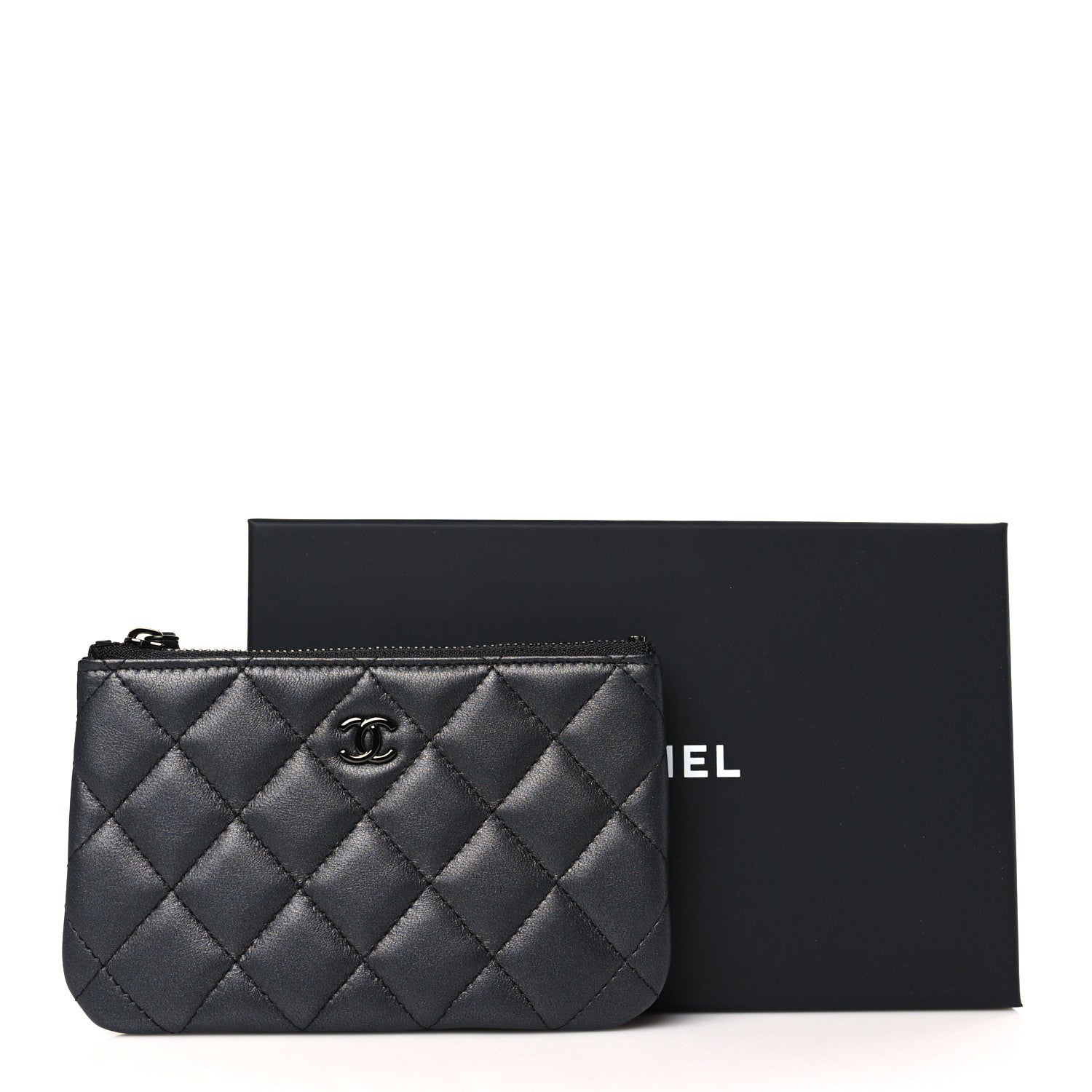 Chanel Pearly Lambskin Quilted Small Cosmetic Case So Black 8 of 8