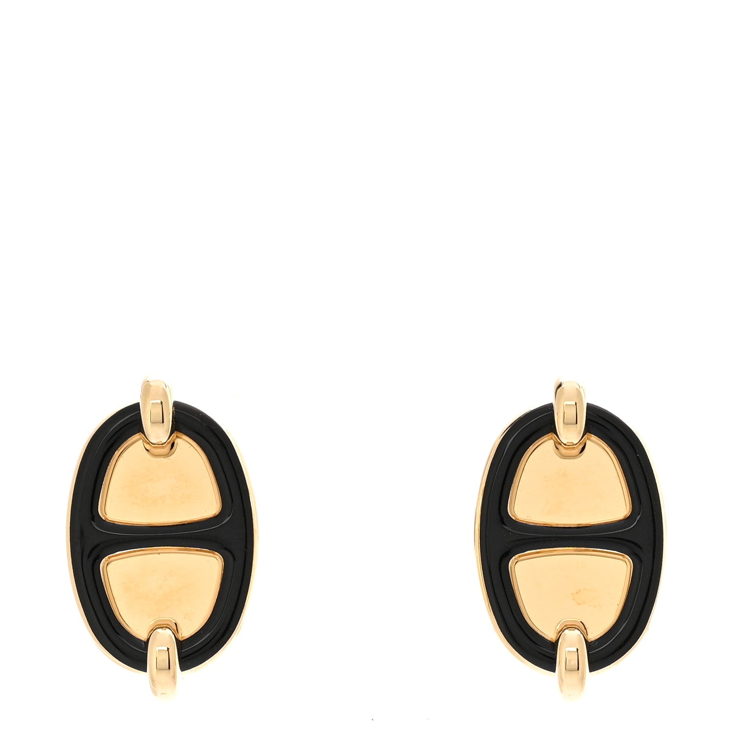 Hermes Enamel Mini Maillon Earrings Black 1 of 5
