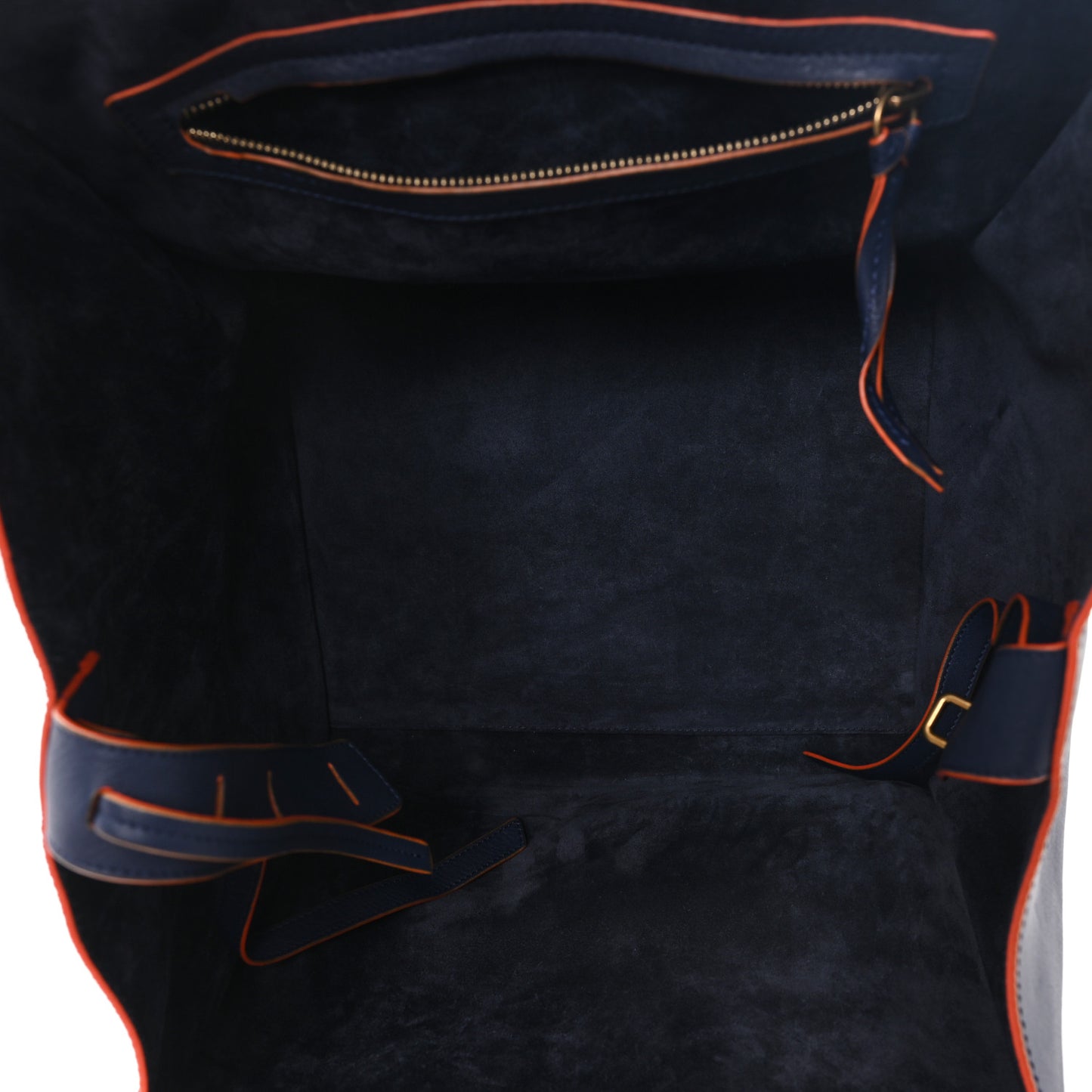 Supple Calfskin Large Phantom Luggage Navy Blue Orange