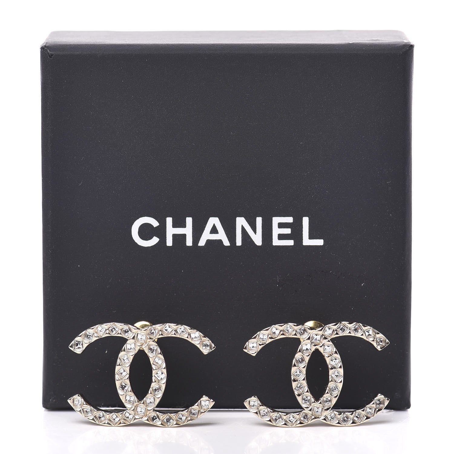 Chanel Baguette Crystal High Society CC Earrings Gold 5 of 5